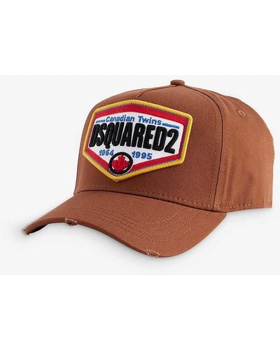 DSquared² Logo-patch Cotton-twill Cap - Brown