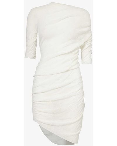 Issey Miyake Ambiguous High-neck Cotton-blend Knit Mini Dress - White