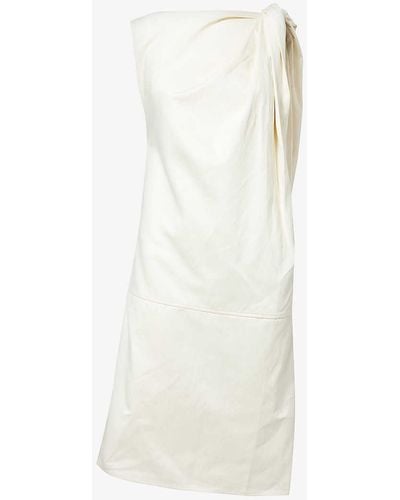 Totême Twisted-design Organic-cotton And Linen-blend Mini Dress - White