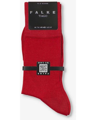FALKE Tiago Fine-pattern Ankle-rise Stretch-organic-cotton-blend Socks - Red