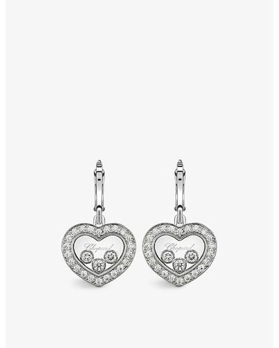 Chopard Happy Diamonds 18ct White-gold And Diamond Earrings - Metallic