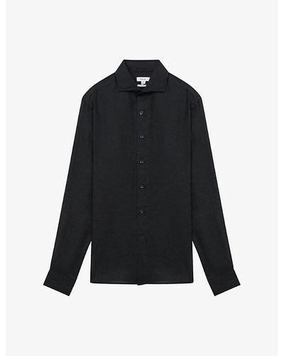 Reiss Ruban Regular-fit Long-sleeve Linen Shirt - Black