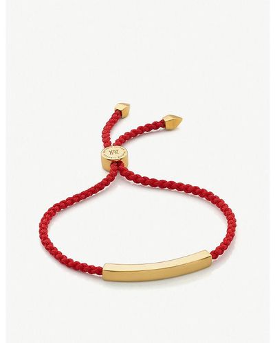 Monica Vinader Linear 18ct Yellow Gold-plated Vermeil Sterling-silver Friendship Bracelet - Red