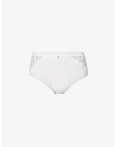 Chantelle Orangerie Floral-embroidered Stretch-woven Brief - White