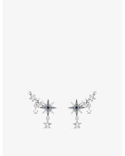 Thomas Sabo Royalty Star And Moon Sterling-silver And Zirconia Climber Earrings - White