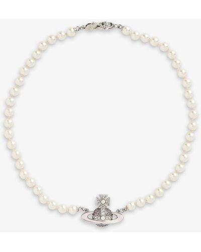 Vivienne Westwood Roxanne Brass And Faux-pearl Pendant Necklace - White