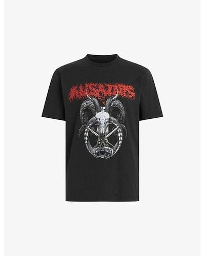 AllSaints Archon Graphic-print Short-sleeve Organic-cotton T-shirt - Black