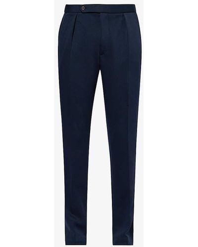 Polo Ralph Lauren Brad Pleated Regular-fit Tapered-leg Woven Trousers - Blue