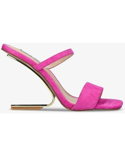 Steve Madden Lotus Reversed Wedge-heel Suede Sandals - Pink
