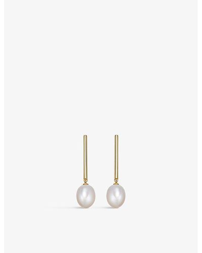 Astley Clarke Celestial 18ct Yellow Gold-plated Vermeil Sterling-silver And Pearl Drop Earrings - White