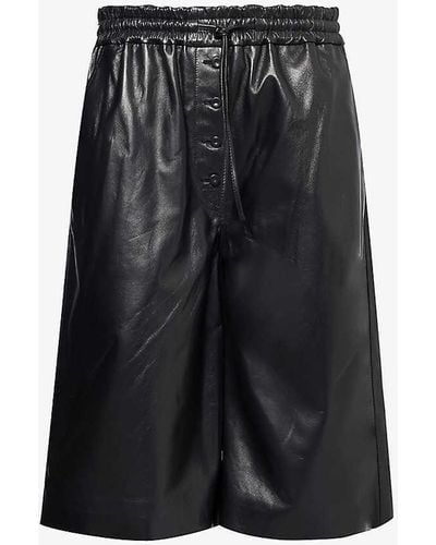 Jil Sander Relaxed-fit High-rise Leather Shorts - Black