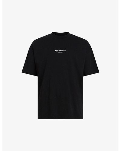AllSaints Logo-print Crewneck Cotton-jersey T-shirt X - Black