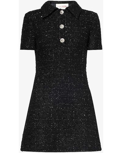 Valentino Garavani Metallic-thread Bouclé Mini Dress - Black