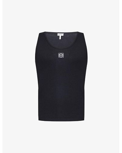Loewe Anagram-embroidered Cotton-jersey Tank Top - Black