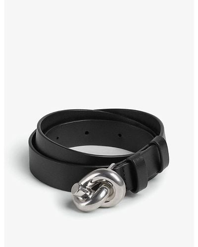Bottega Veneta Knot Leather And Silver-tone Hardware Belt - Black