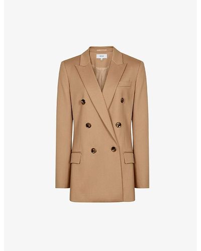 Reiss Larsson Double-breasted Wool-blend Blazer - Natural