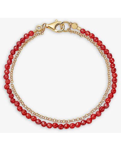 Astley Clarke Biography 18ct Yellow Gold-plated Sterling Silver Vermeil And Red Agate Bracelet - White