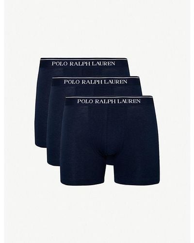 Polo Ralph Lauren Pack Of Three Slim-fit Stretch-cotton Boxer Briefs - Blue