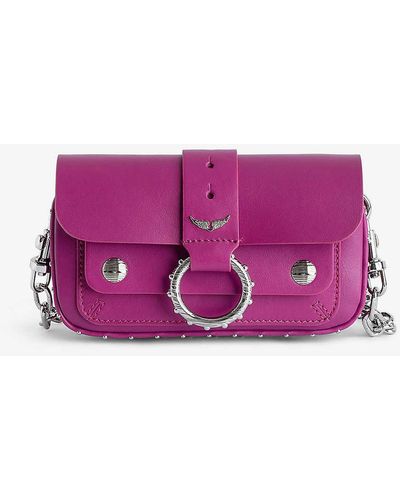 Zadig & Voltaire X Kate Moss Studded Leather Cross-body Bag - Purple