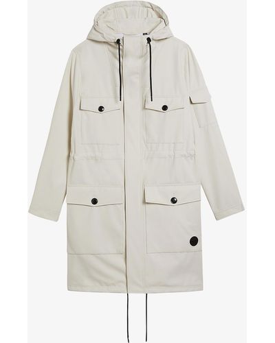 Ted Baker Papil Hooded Coated Stretch-shell Jacket - White