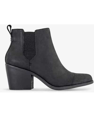 TOMS Everly Elasticated-side Leather Heeled Ankle Boots - Black