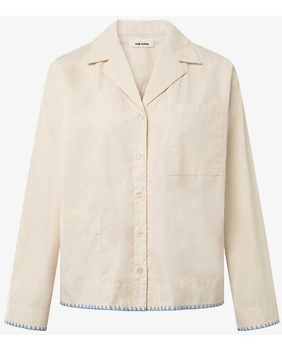Nué Notes Hardy Embroidered-trim Cotton Shirt - White