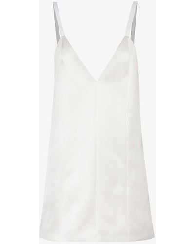 Khaite Bab V-neck Low-back Satin Mini Dress - White