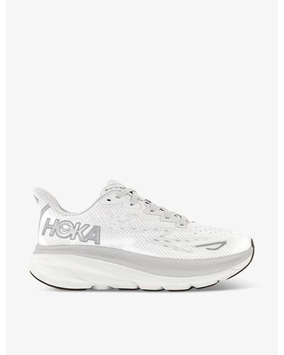 Hoka One One Clifton 9 Breathable Polyester-blend Low-top Trainers - White
