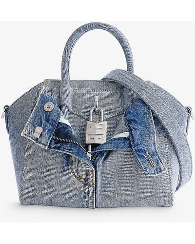 Givenchy Antigona Lock Mini Boyfriend Denim Top-handle Bag - Blue