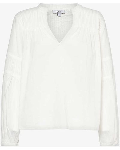 Rails Marli V-neck Cotton Shirt - White