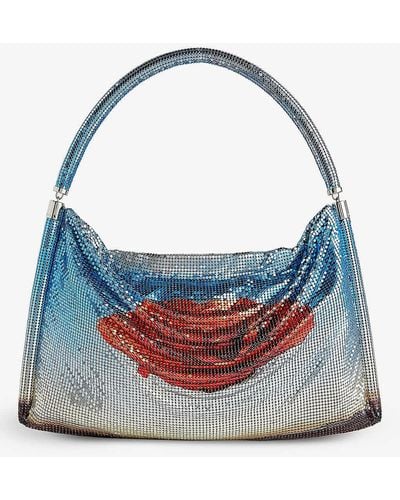 Rabanne Pixel Metallic Mesh Shoulder Bag - Blue