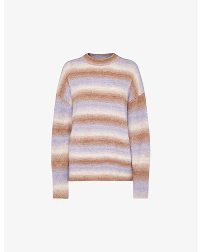 Whistles Striped Round-neck Knitted Sweater - Pink