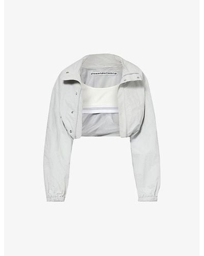 Alexander Wang Funnel-neck Cropped Shell Jacket - White