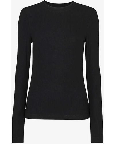 Whistles Essential Round-neck Stretch-woven Sweatshirt - Black