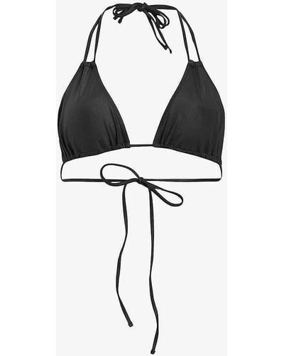 AllSaints Erica Double-strap Halter-neck Stretch-woven Bikini Top - Black