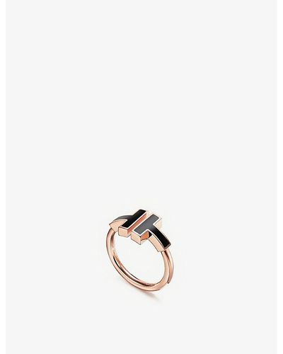 Tiffany & Co. Tiffany T Square 18ct Rose-gold And Onyx Ring - White