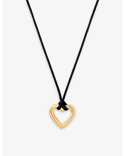 Astrid & Miyu Heart 18ct Yellow Gold-plated Sterling-silver And Cord Pendant Necklace - Metallic