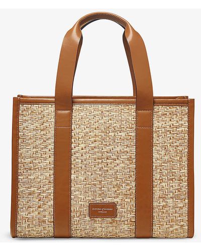 Aspinal of London Henley Small Raffia And Leather Tote Bag - Brown