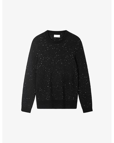 The White Company Sequin-embellished Organic Cotton-blend Sweater - Black
