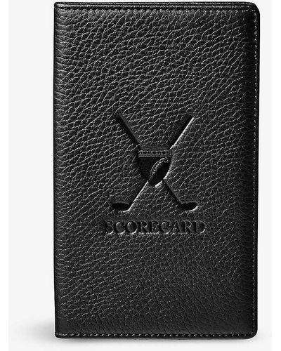 Aspinal of London Logo-embossed Leather Golf Scoreboard Holder - Black