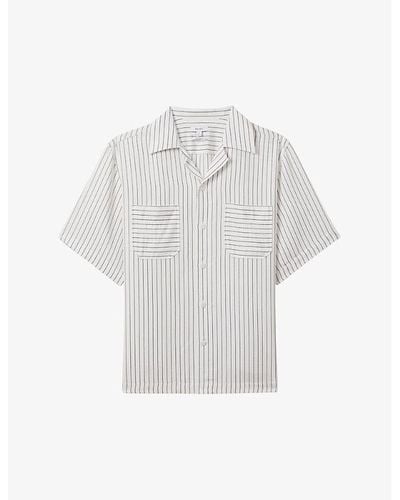 Reiss Anchor Striped Woven Shirt X - White