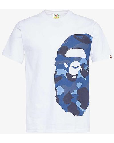 A Bathing Ape Ape Head Cotton-jersey T-shirt - Blue