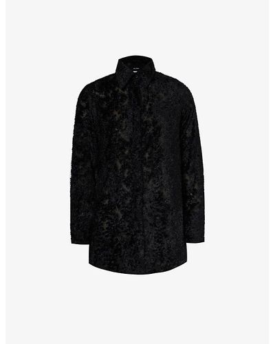 Song For The Mute Fluffy-textured Regular-fit Woven Shirt - Black