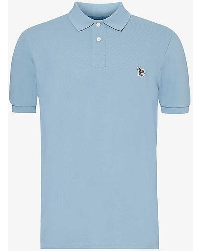 PS by Paul Smith Zebra-embroidered Cotton-piqué Polo Shirt - Blue