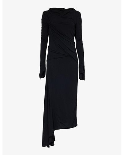 Givenchy Draped Cowl-neck Stretch-woven Maxi Dress - Black