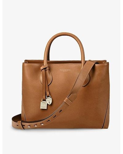 Aspinal of London London Midi Leather Tote Bag - Brown