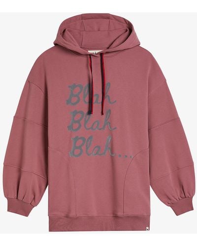 Ted Baker Innis Graphic-print Oversized Cotton Hoody - Pink