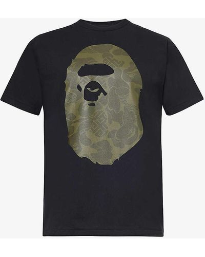 A Bathing Ape Asia Camo Brand-print Cotton-jersey T-shirt X - Black