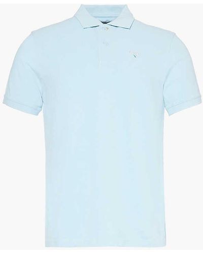 Barbour Brand-embroidered Regular-fit Cotton-piqué Polo Shirt - Blue