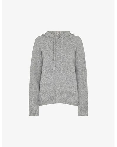 Whistles Brushed-texture Relaxed-fit Stretch Wool-blend Hoody - Gray